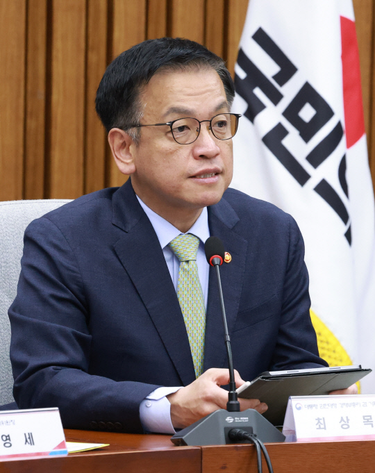 최상목 대통령 권한대행이 8일 국회에서 열린 고위당정협의회에서 발언하고 있다.[연합뉴스]